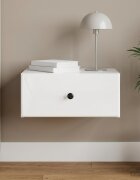 vidaXL Спален шкаф с монтаж на стена Бял гланц 49 x 345 x 20 см