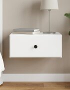 vidaXL Спален шкаф с монтаж на стена с чекмедже Бяло 49 x 345 x 20 см