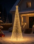 vidaXL Спирална коледна елха с LED светлини и колче EKENAS 250 см
