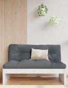vidaXL Среден диван бял 120x80 см борово дърво масив
