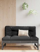 vidaXL Среден диван сив 120x80 см борово дърво масив