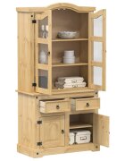 vidaXL Стъклен шкаф витрина Corona 100x485x179 см бор масив