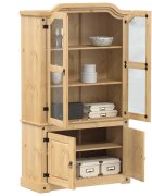 vidaXL Стъклен шкаф витрина Corona 1035x42x180 см бор масив