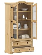 vidaXL Стъклен шкаф витрина Corona 99x43x187 см бор масив