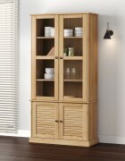 vidaXL Стъклен шкаф витрина VIGO 85x35x170 см бор масив