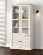vidaXL Стъклен шкаф витрина VIGO бял 85x35x170 см бор масив