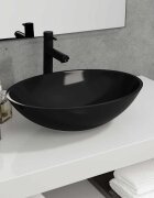 vidaXL Стъклена мивка 50x37x14 см черна