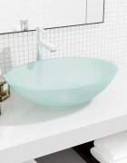 vidaXL Стъклена мивка 50x37x14 см матирана