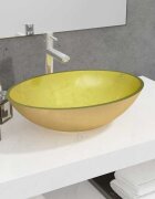 vidaXL Стъклена мивка 50x37x14 см злато