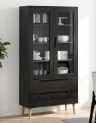 vidaXL Стъклена витрина MOLDE 90 x 35 x 175 см Черно