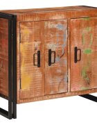 vidaXL Стъклена витрина с врати Солидно рециклирано дърво и метал