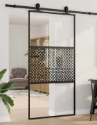 vidaXL Стъклена врата 1025 x 2 x 205 см Алуминий Черно