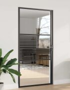 vidaXL Стъклена врата 1025 x 35 x 2015 см Алуминий Черно