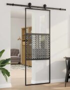 vidaXL Стъклена врата 76 x 2 x 205 см Алуминий Черно