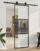 vidaXL Стъклена врата 76 x 2 x 205 см Алуминий Черно