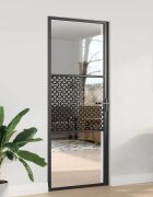 vidaXL Стъклена врата 83 x 35 x 2015 см Алуминий Черно