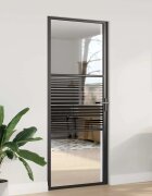 vidaXL Стъклена врата 83 x 35 x 2015 см Алуминий Черно
