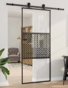 vidaXL Стъклена врата 90 x 2 x 205 см Алуминий Черно