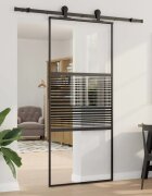 vidaXL Стъклена врата 90 x 2 x 205 см Алуминий Черно