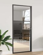 vidaXL Стъклена врата 93 x 35 x 2015 см Алуминий Черно