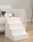 vidaXL Стълба за домашни любимци бяла 40x49x47 см бор масив