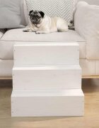 vidaXL Стълба за домашни любимци бяло 40x375x35 см бор масив