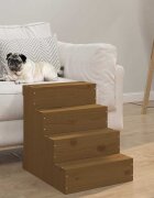 vidaXL Стълба за домашни любимци меденокафяво 40x49x47 см бор масив