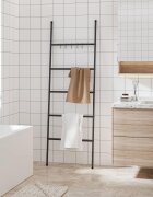 vidaXL Стълба за кърпи с 5 нива черна 58x175 см желязна