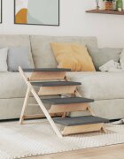 vidaXL Стълба за кучета сива 105x47 см масивна ела