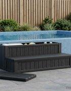 vidaXL Стъпало за басейн със съхранение 2-степ Черно 93 x 57 x 35 см