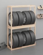 vidaXL Стелаж за гуми 120x40x180 см борово дърво масив