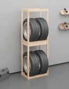 vidaXL Стелаж за гуми 63x40x180 см борово дърво масив