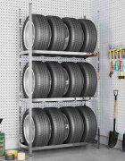 vidaXL Стелаж за гуми с 2 рафта сребрист 110x40x200 см стомана