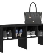vidaXL Стелаж за обувки стифиращи черен дъб 895x30x40 см