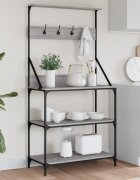 vidaXL Стелаж за пекарна с куки 4 нива сив сонома инженерно дърво