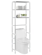 vidaXL Стелаж за съхранение над тоалетна 3 рафта сребрист 53x28x169 см