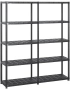 vidaXL Стелаж за съхранение с 5 рафта черен 142x38x170 см пластмаса