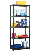 vidaXL Стелаж за съхранение с 5 рафта черен 71x38x170 см пластмаса