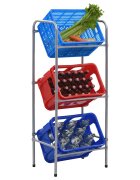 vidaXL Стелаж за съхранение за 3 щайги сребрист 50x33x116 см стомана