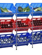 vidaXL Стелаж за съхранение за 9 щайги сребрист 145x33x116 см стомана