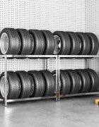 vidaXL Стелажи за гуми с 2 рафта 2 бр сребристи 110x40x110 см стомана
