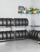 vidaXL Стелажи за гуми с 2 рафта 3 бр сребристи 110x40x110 см стомана
