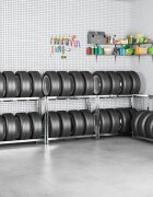 vidaXL Стелажи за гуми с 2 рафта 4 бр сребристи 110x40x110 см стомана