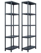 vidaXL Стелажи за съхранение 2 бр черни 125 кг 60x30x180 см пластмаса