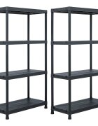 vidaXL Стелажи за съхранение 2 бр черни 60x30x138 см пластмаса