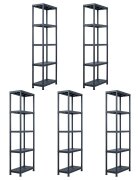 vidaXL Стелажи за съхранение 5 бр черни 125 кг 60x30x180 см пластмаса