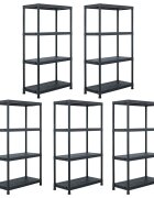 vidaXL Стелажи за съхранение 5 бр черни 60x30x138 см пластмаса
