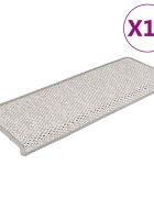 vidaXL Стелки за стълби сизалена визия 15 бр 65x21x4 см платина