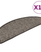 vidaXL Стелки за стълби сизалена визия 15 бр 65x21x4 см сиво-бежови