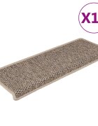vidaXL Стелки за стълби сизалена визия 15 бр 65x21x4см тъмнобежови